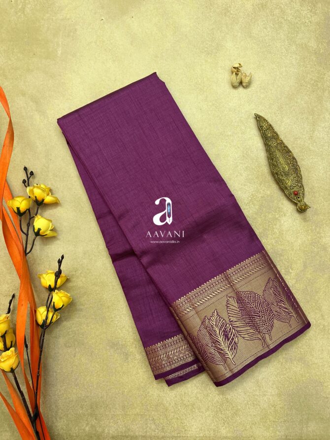 Semi Tussar Saree - Magenta Color