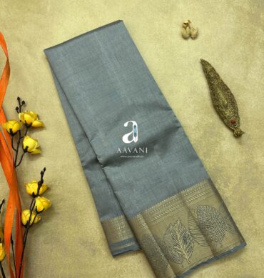 Semi Tussar Saree - Silver Grey