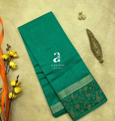 Semi Tussar Saree - Ramar Green