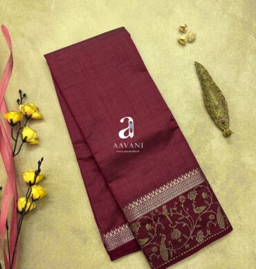 Semi Tussar Saree - Wine Color