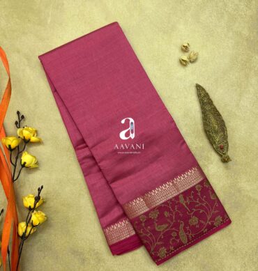 Semi Tussar Saree - Dark Pink