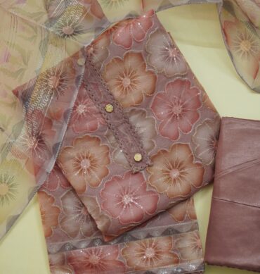 Elegant Organza Fabric - Unstitched Salwar Material