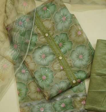 Elegant Organza Fabric - Unstitched Salwar Material