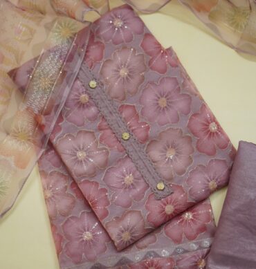 Elegant Organza Fabric - Unstitched Salwar Material