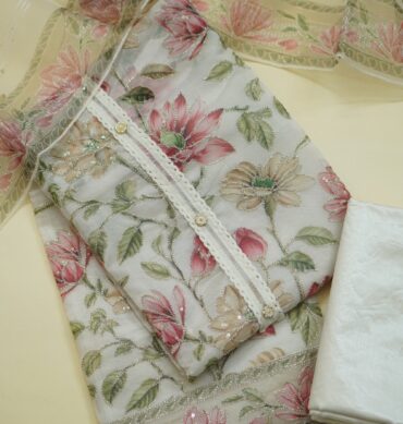 Elegant Organza Fabric - Unstitched Salwar Material