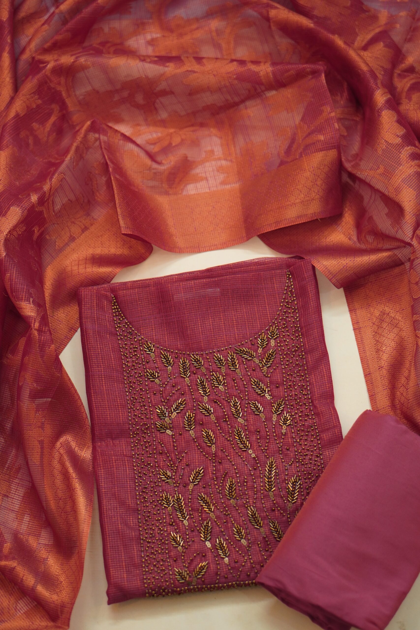 Luxurious Aari work Unstitched Salwar Material