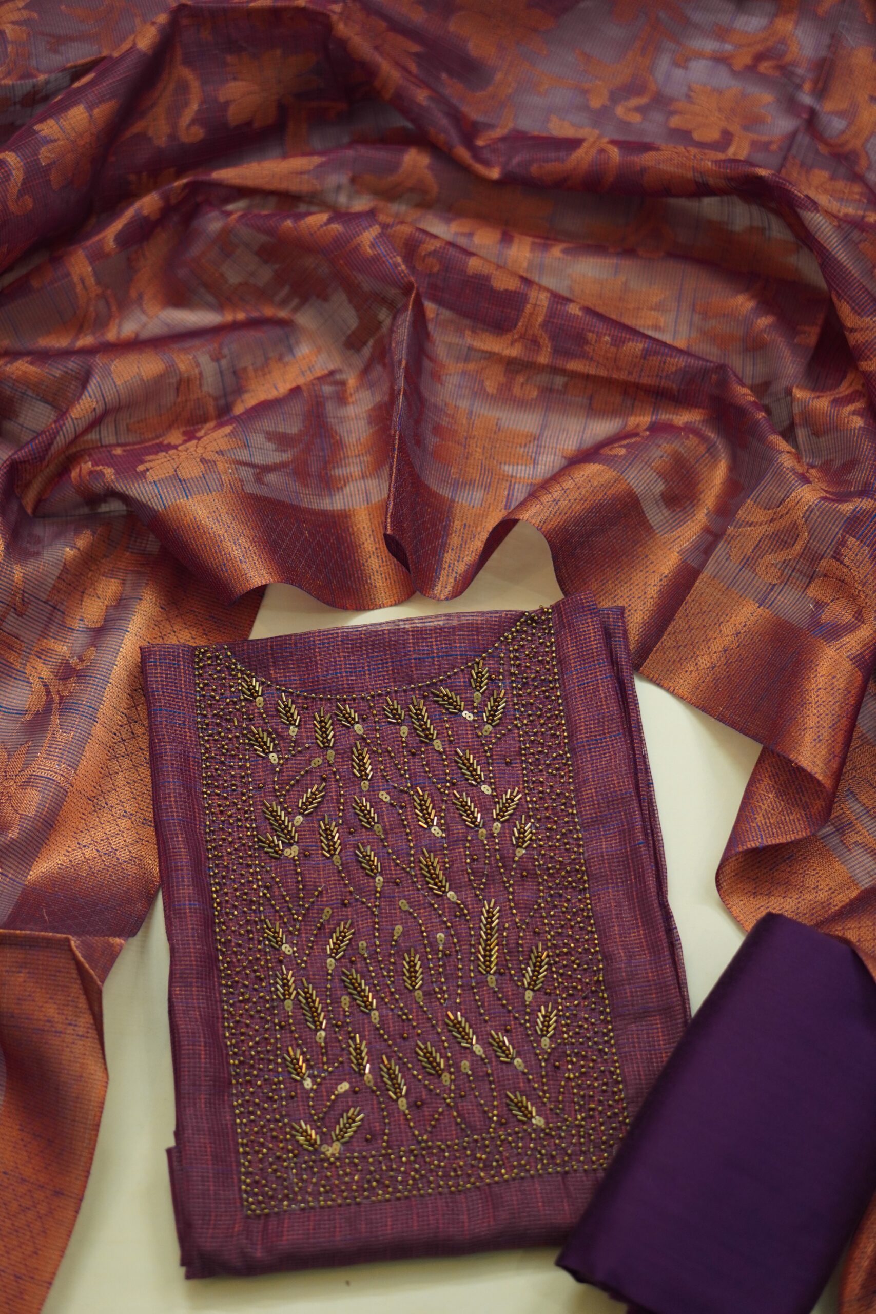 Luxurious Aari work Unstitched Salwar Material