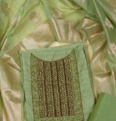 Soft Tussar Silk Aari work - Unstitched Salwar Material