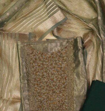Luxurious Soft Tissue Aari work - Unstitched Salwar Material