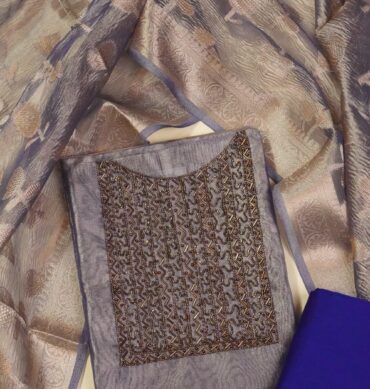 Luxurious Soft Tissue Aari work - Unstitched Salwar Material