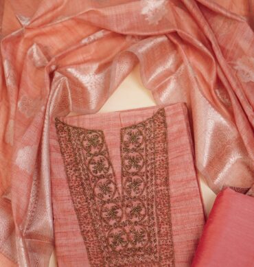 Soft Tussar Silk Aari work - Unstitched Salwar Material