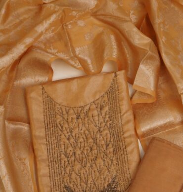 Luxurious Soft Tissue Aari work - Unstitched Salwar Material