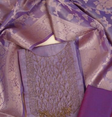 Luxurious Soft Tissue Aari work - Unstitched Salwar Material