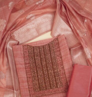 Soft Tussar Silk Aari work - Unstitched Salwar Material