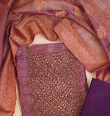 Luxurious Tissue Aari work - Unstitched Salwar Material
