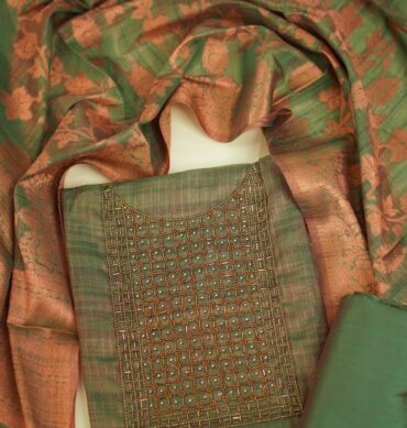 Luxurious Tissue Aari work - Unstitched Salwar Material