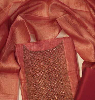 Luxurious Tissue Aari work - Unstitched Salwar Material