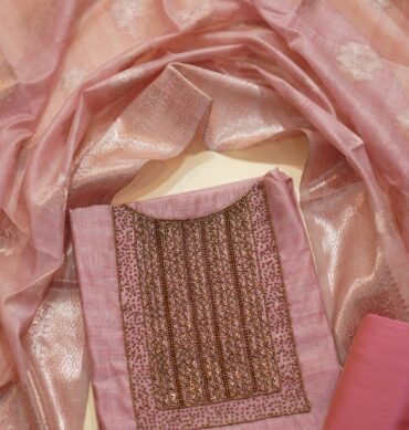 Soft Tussar Silk Aari work - Unstitched Salwar Material