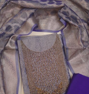 Luxurious soft Tissue Aari work - Unstitched Salwar Material