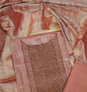 Luxurious soft Tissue Aari work - Unstitched Salwar Material
