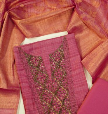Luxurious Tissue Aari work - Unstitched Salwar Material